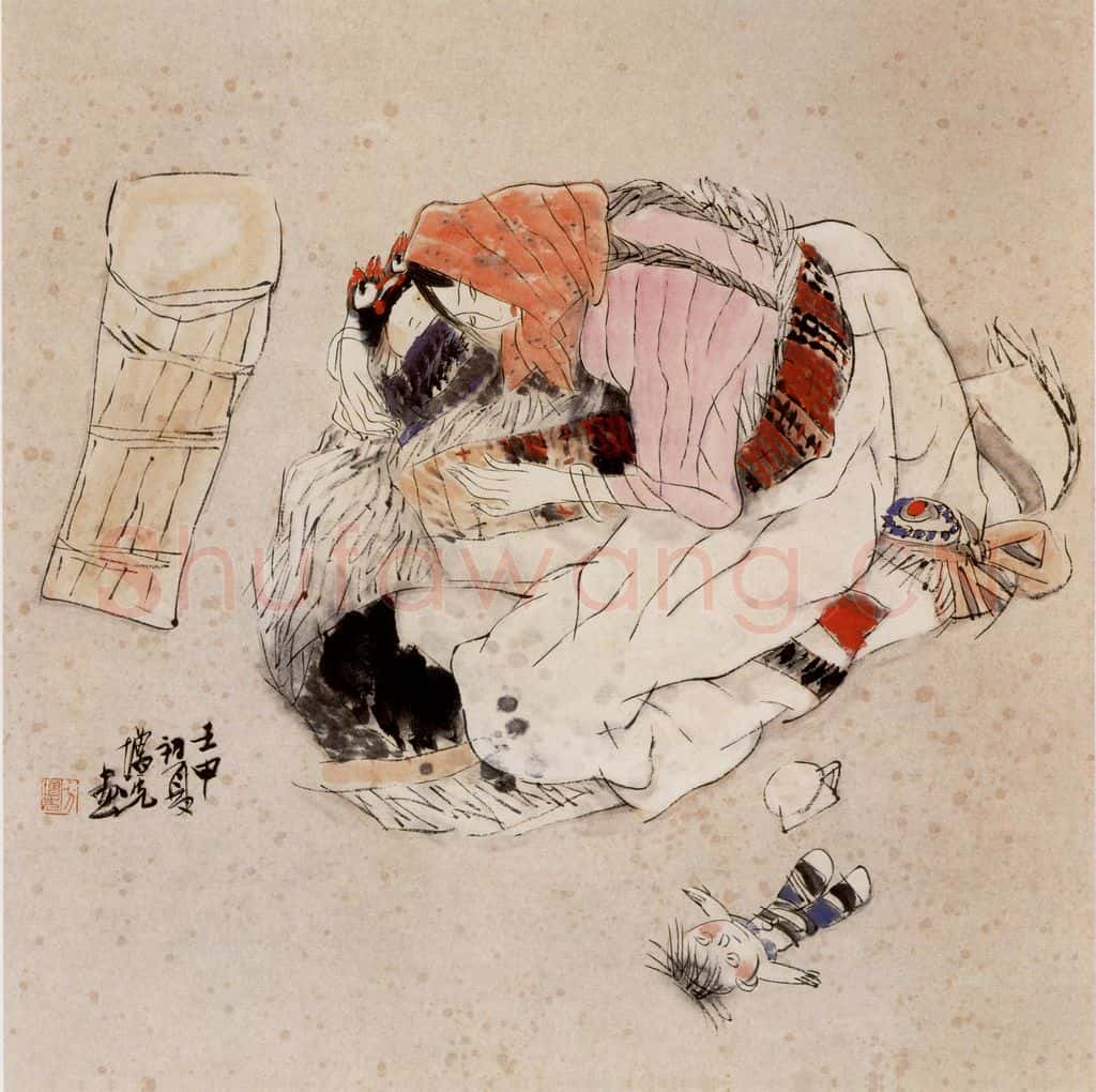 1992年 方增先《母与子》书画作品