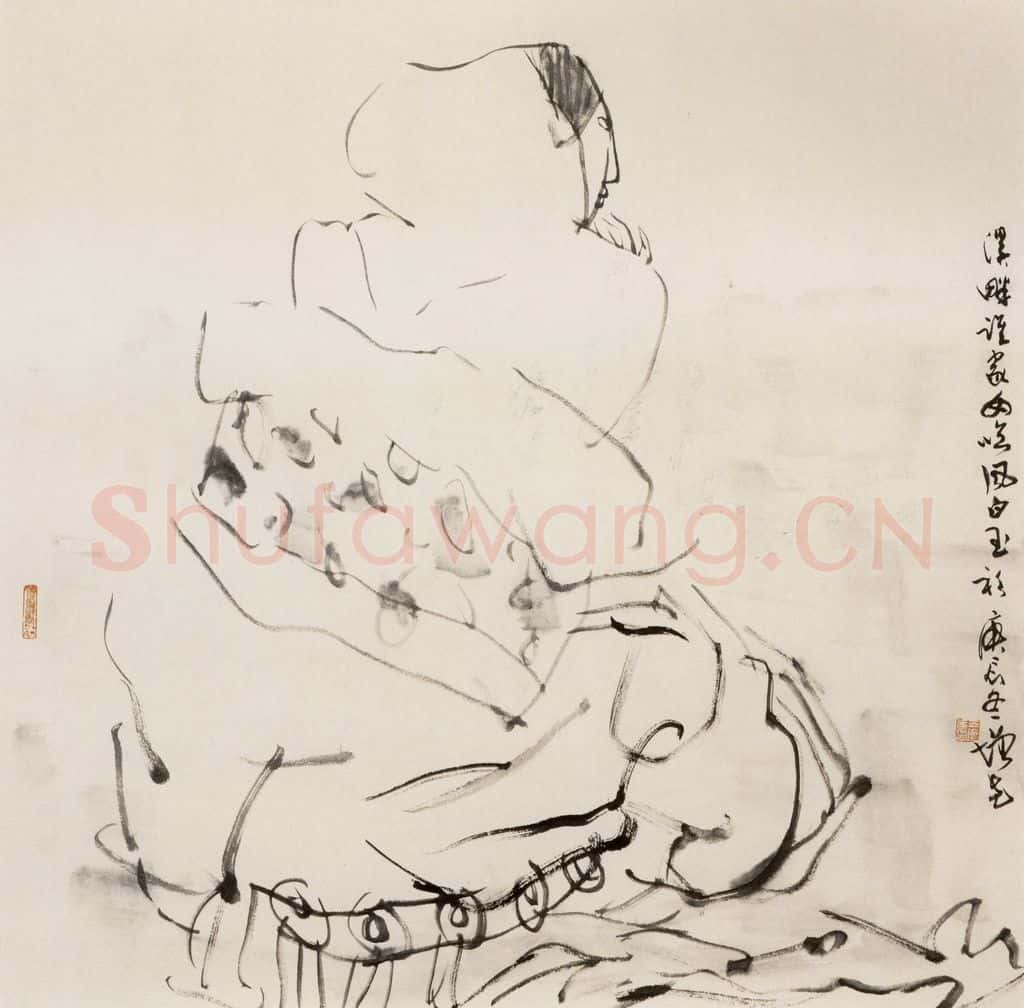 1999年 方增先《临风白羽衫》书画作品