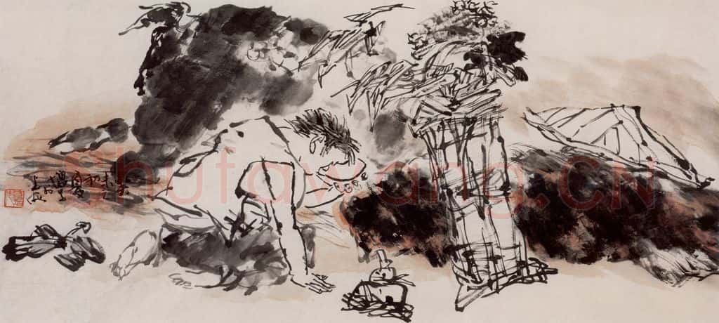 2001年 方增先《放牧》书画作品