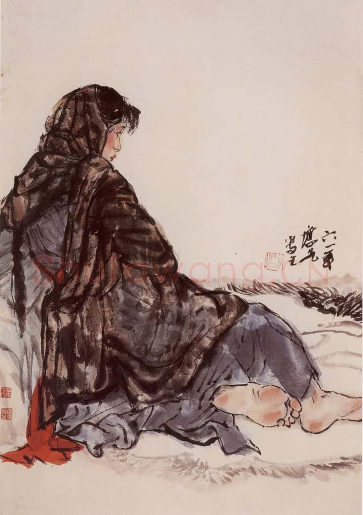 1961年 方增先《课堂写生》书画作品