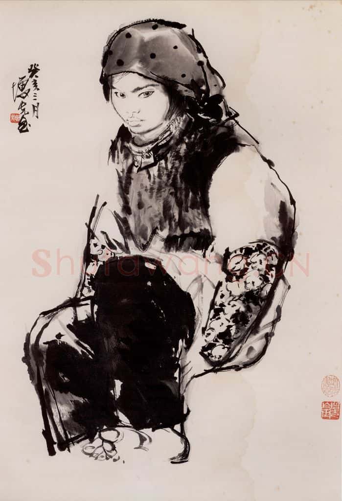1983年 方增先《村姑》书画作品
