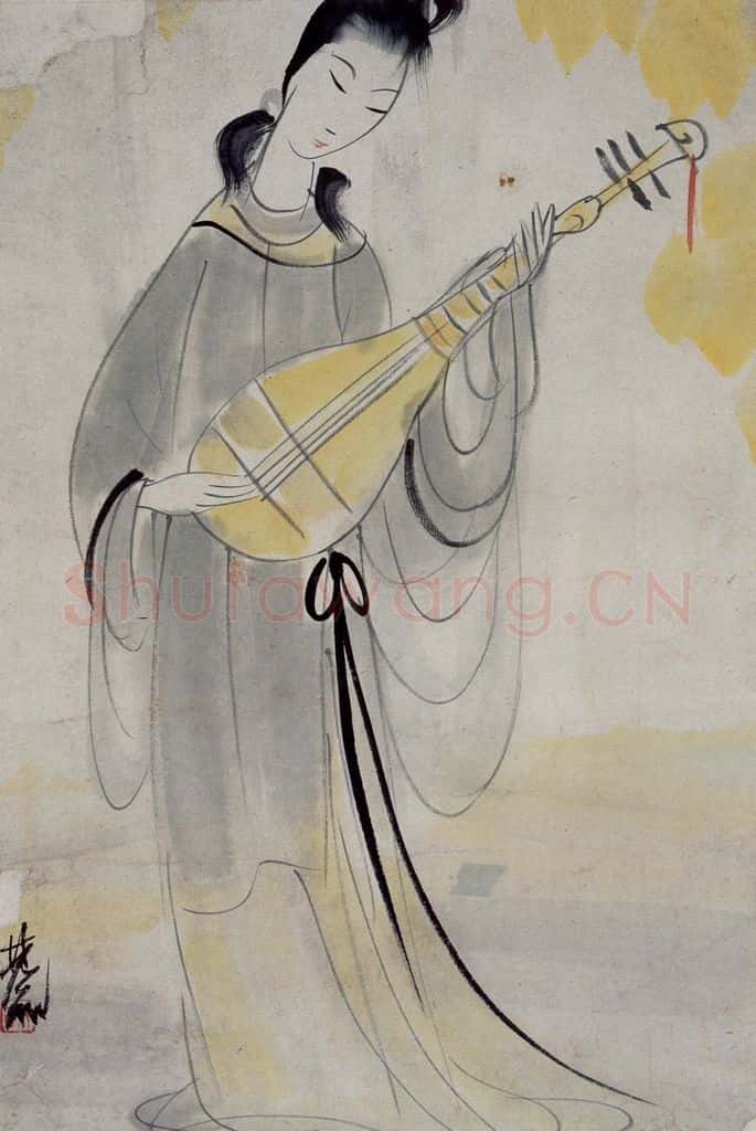 1961年 林风眠《弹唱》书画作品