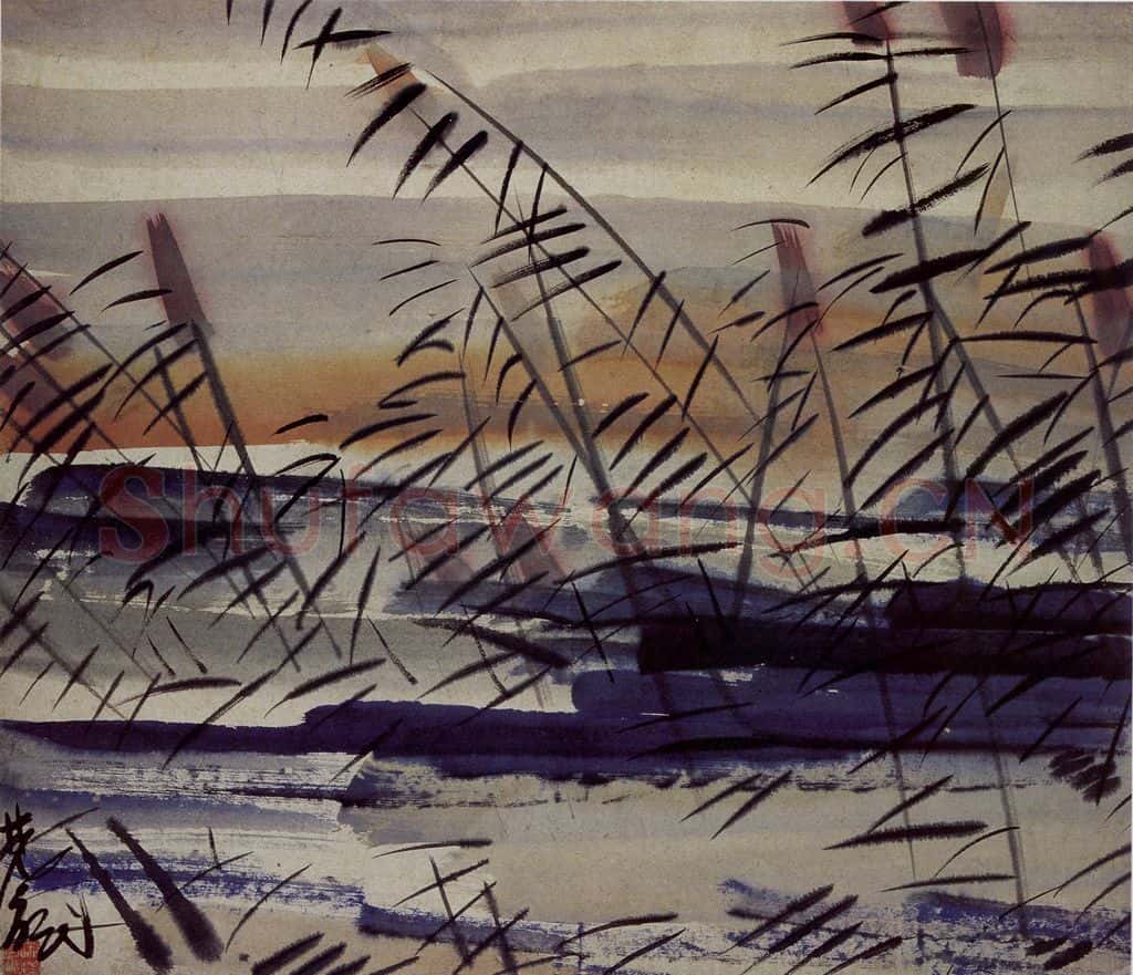 70年代 林风眠《芦花》书画作品