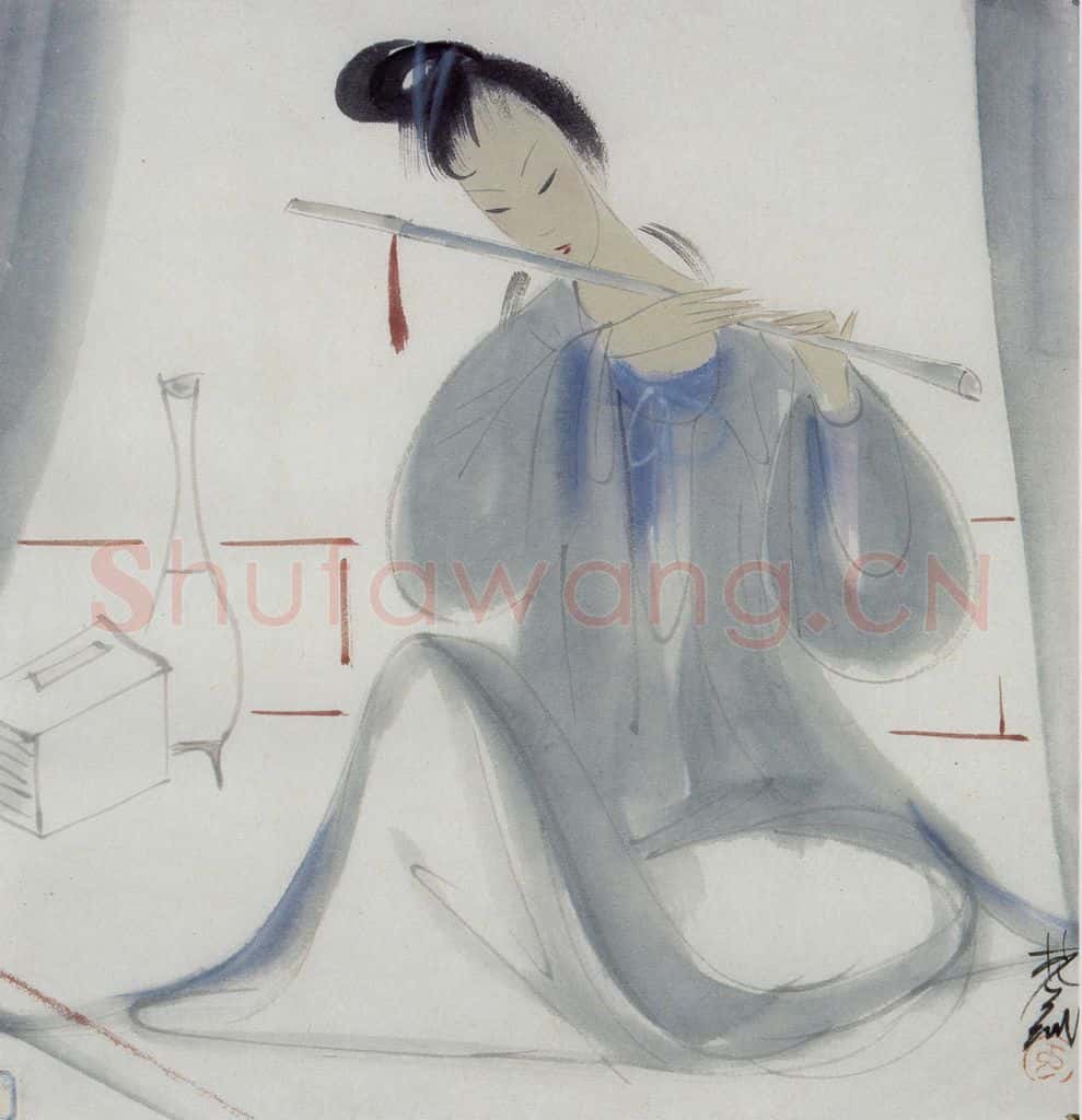 60年代 林风眠《横笛》书画作品