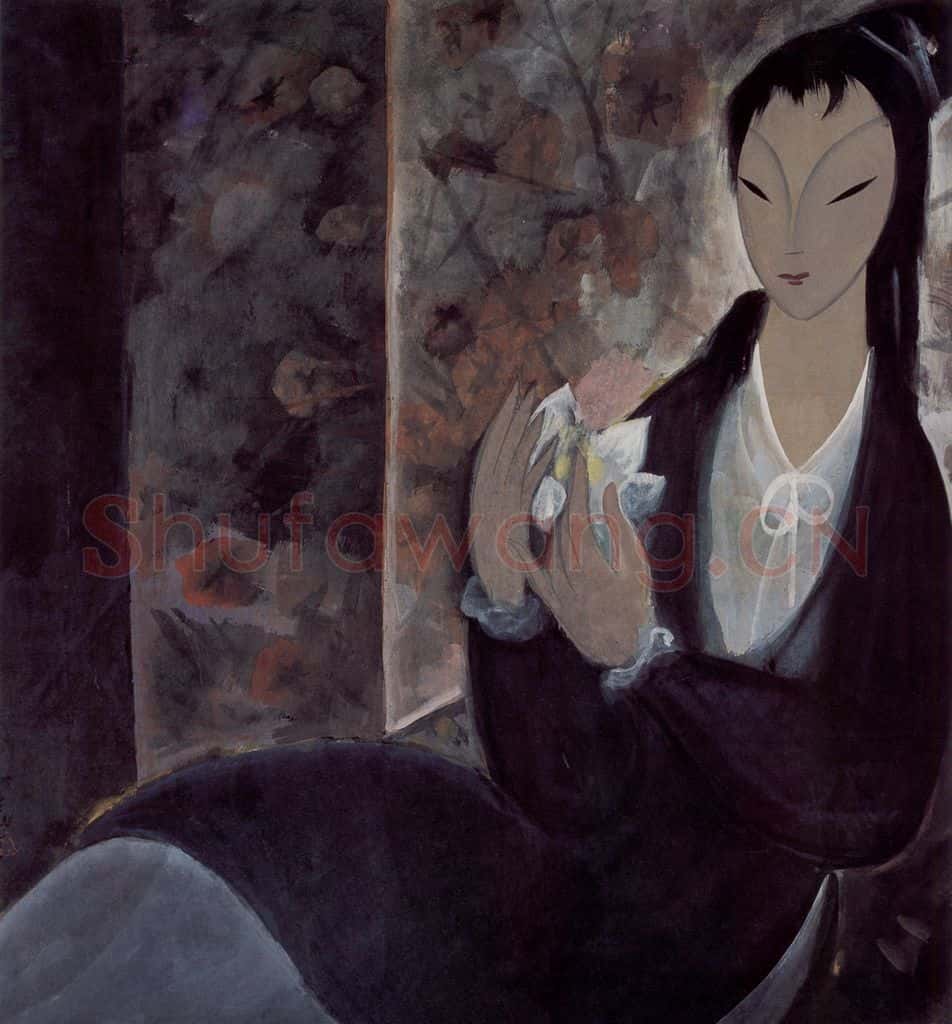 60年代 林风眠《小白花》书画作品