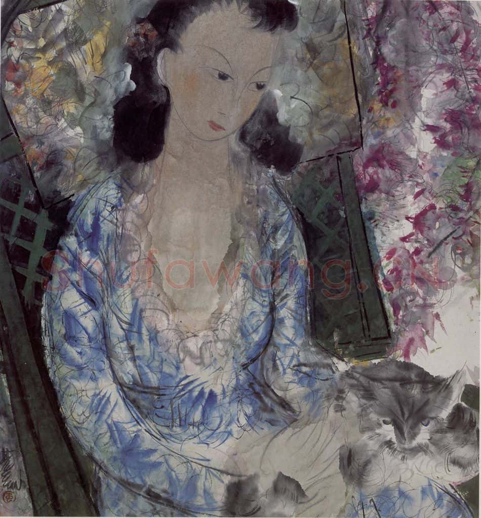 60年代 林风眠《《小猫》书画作品