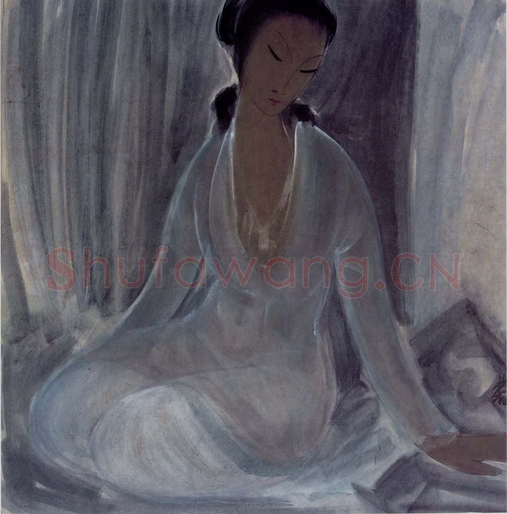 约50年代 林风眠《仕女》书画作品