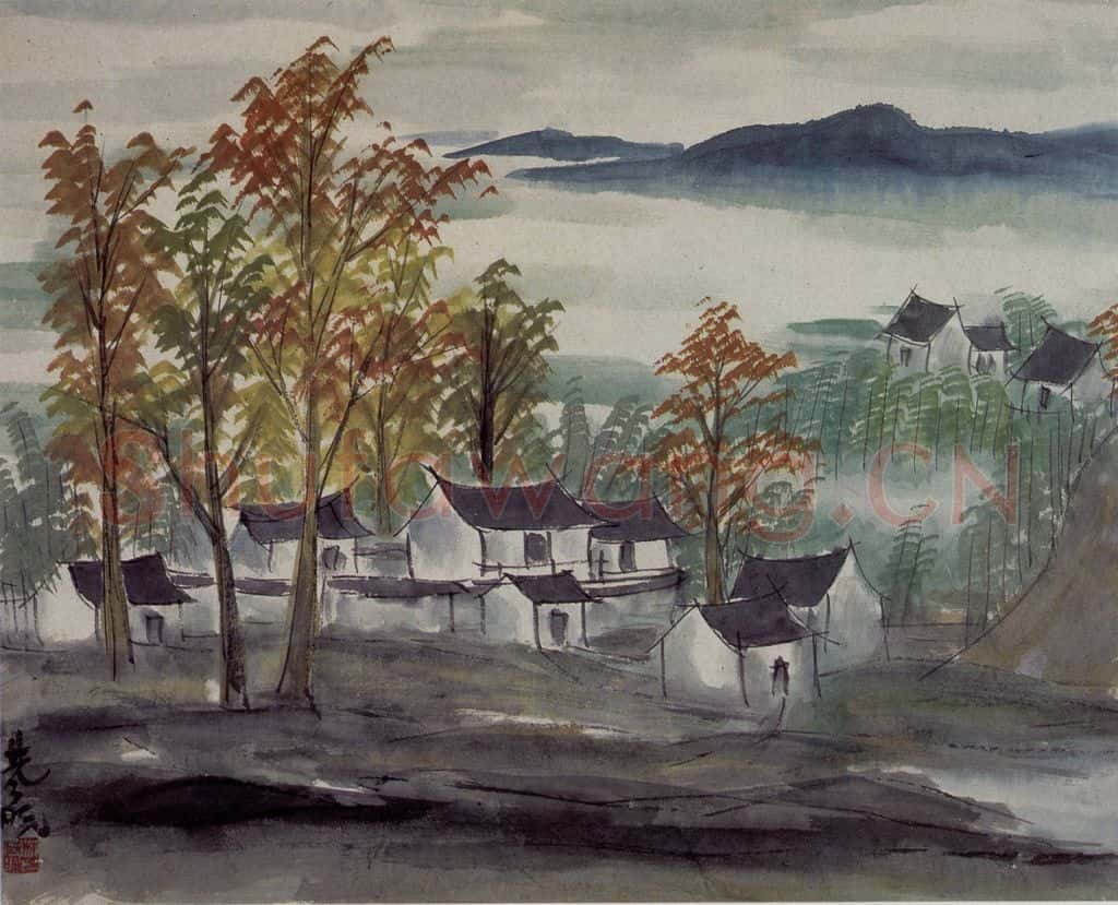 50年代 林风眠《村庄》书画作品