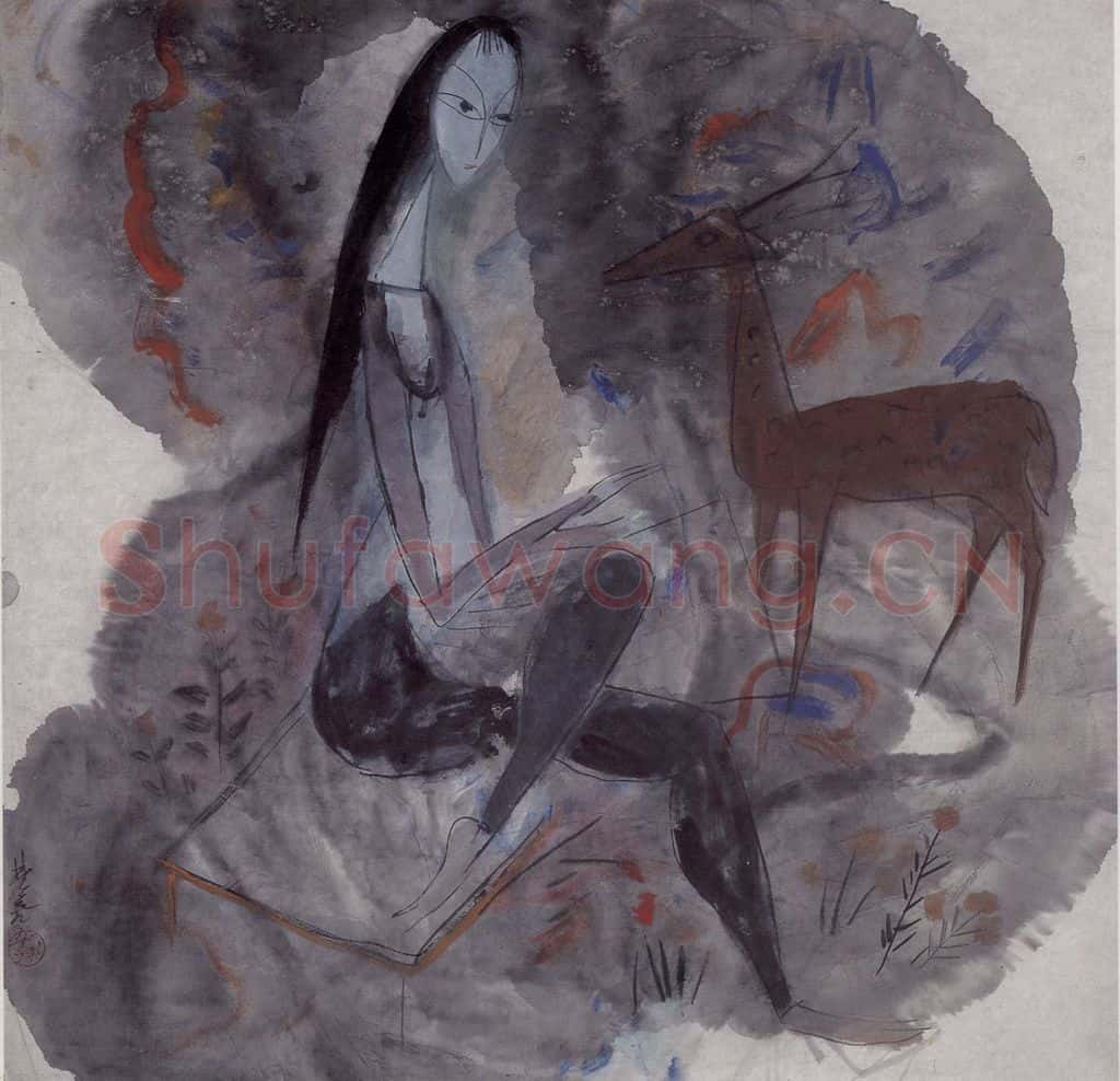 1953年 林风眠《小鹿》书画作品