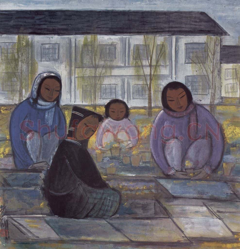 50年代 林风眠《农妇(育种)》书画作品