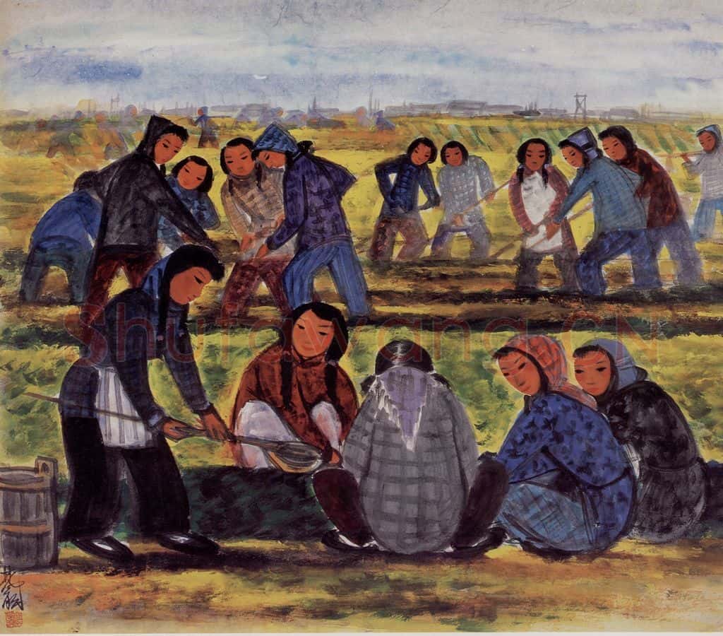 50年代 林风眠《农妇(劳作)》书画作品