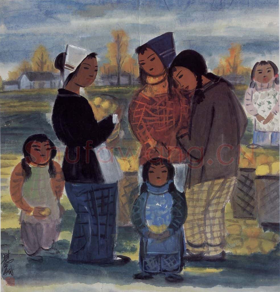 50年代 林风眠《农妇（收获）》书画作品