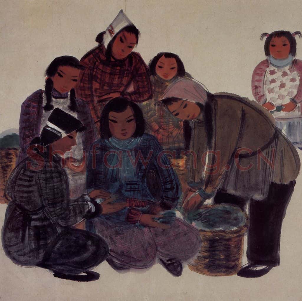 50年代 林风眠《农妇(市场)》书画作品