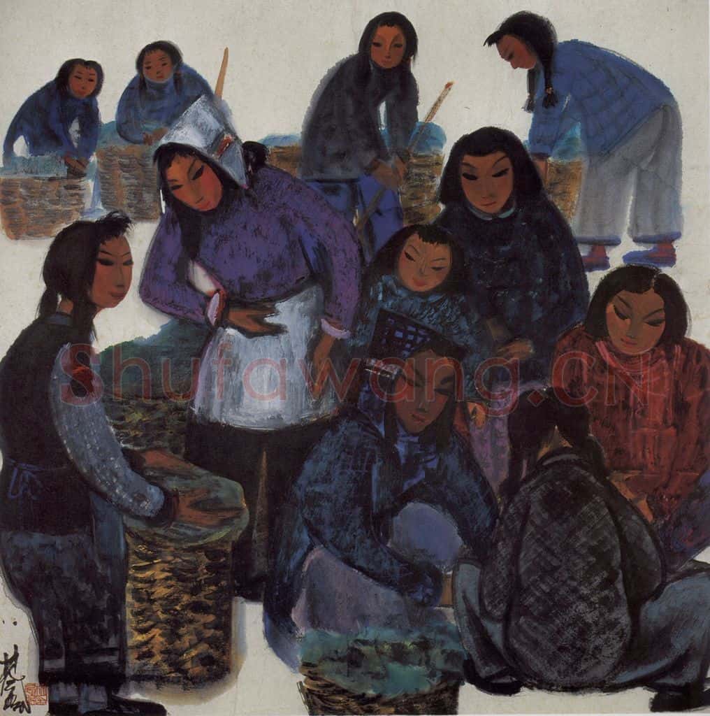 50年代 林风眠《农妇(满筐)》书画作品