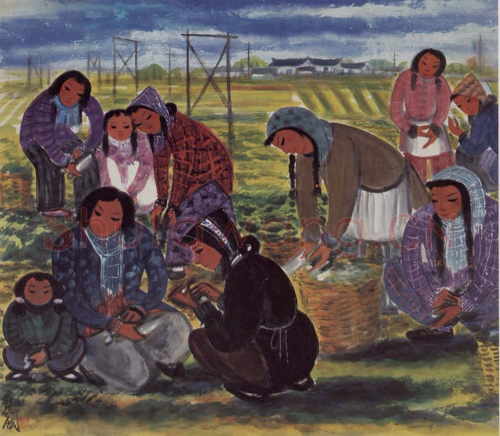 50年代 林风眠《农妇(田间)》书画作品