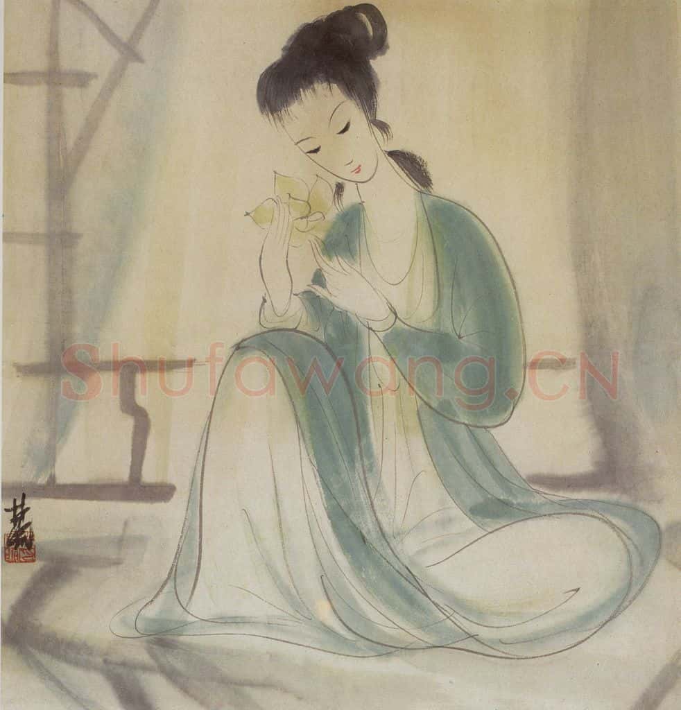 50年代 林风眠《荷花女》书画作品