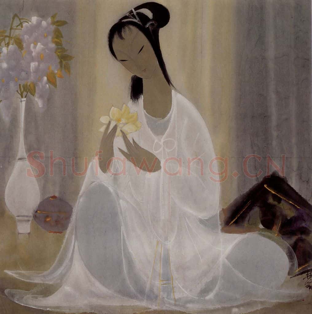 60年代 林风眠《白衣女》书画作品