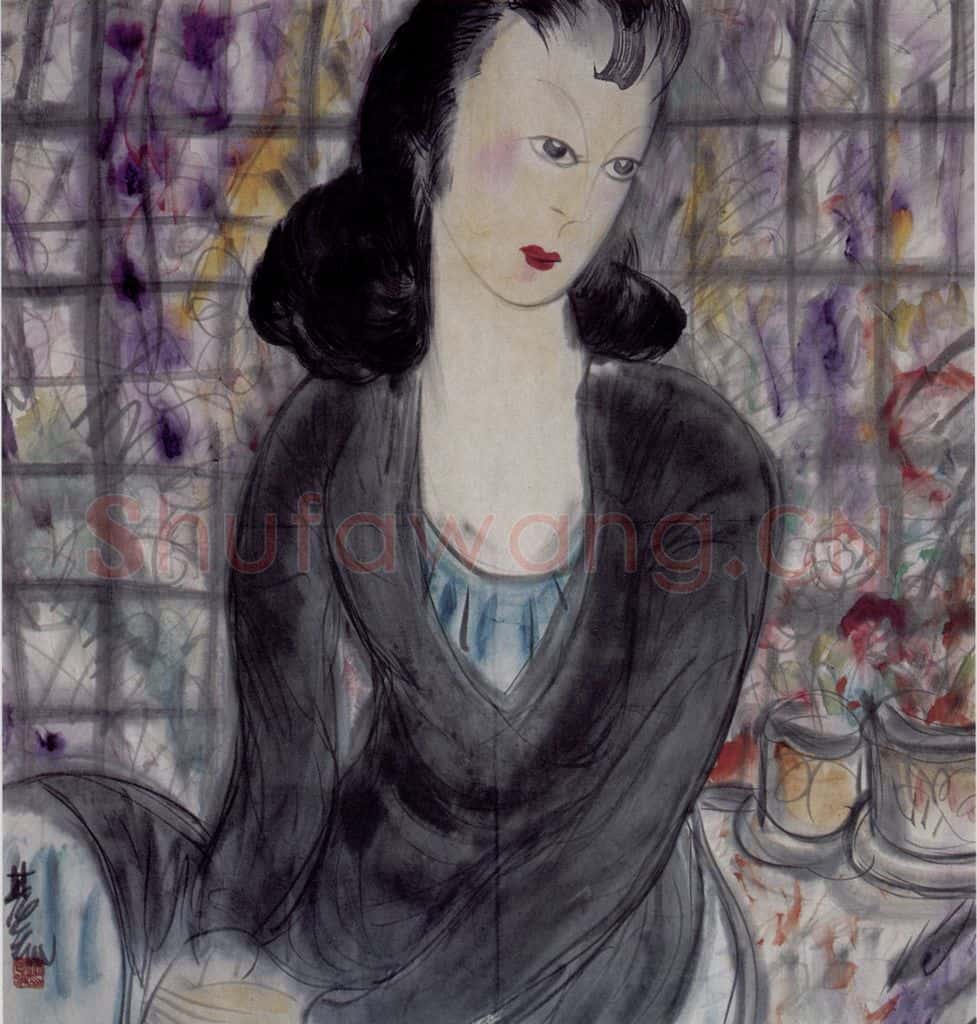 40年代 林风眠《倩女》书画作品