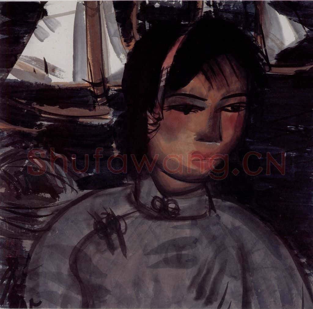 40年代 林风眠《渔女》书画作品