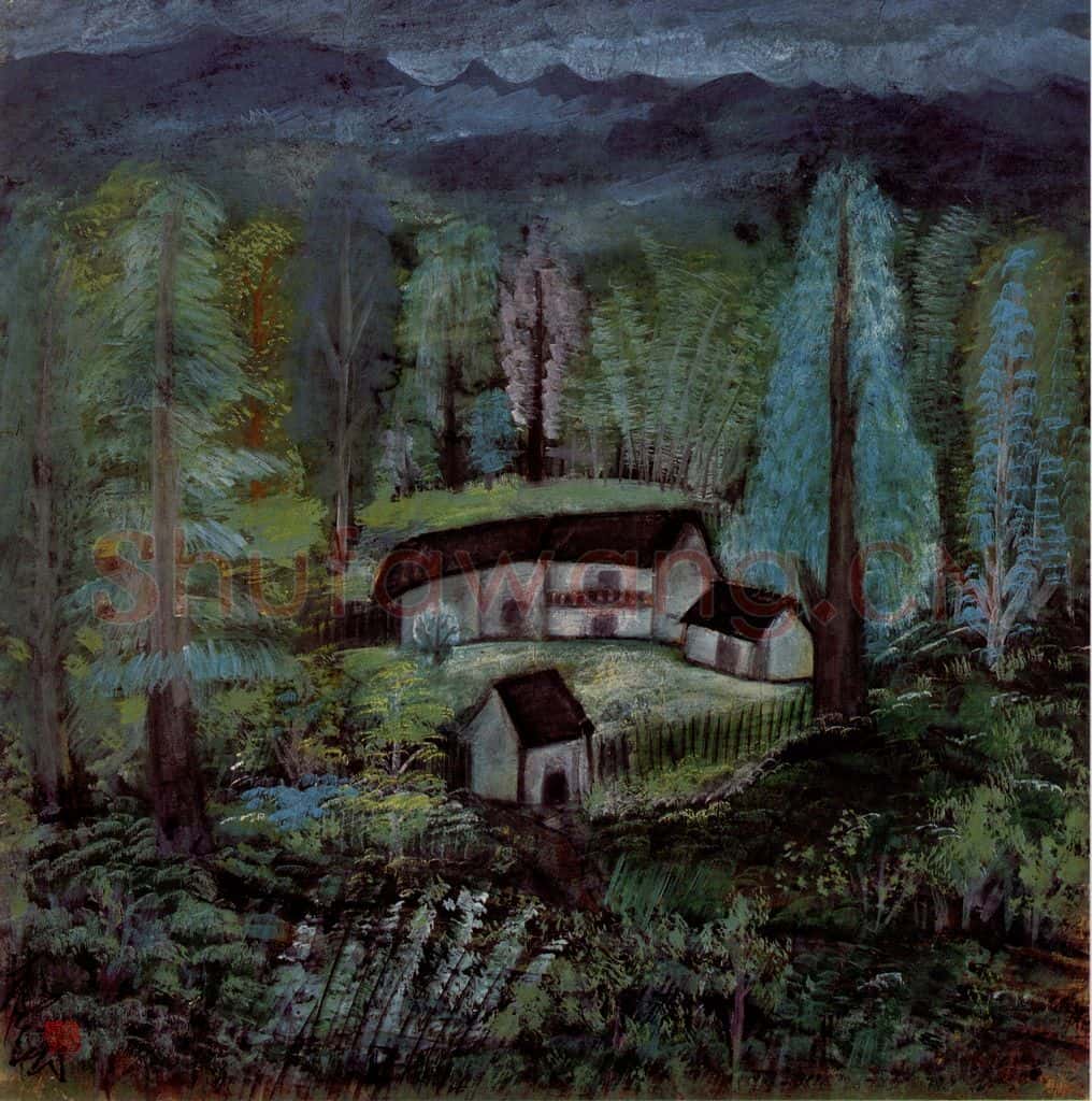 约40年代 林风眠《农舍》书画作品
