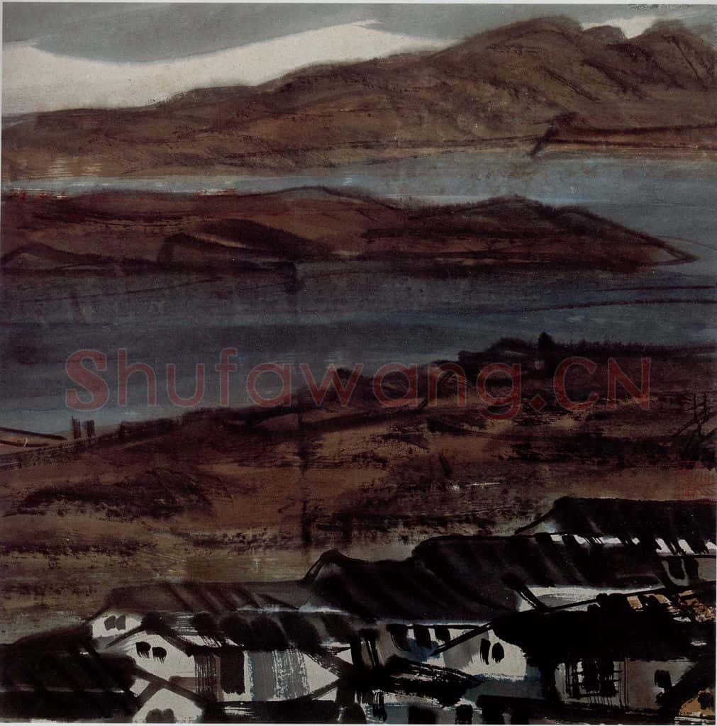 约40年代 林风眠《村落》书画作品