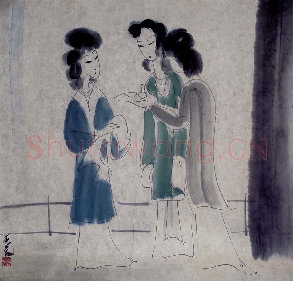 40年代 林风眠《三姐妹》书画作品