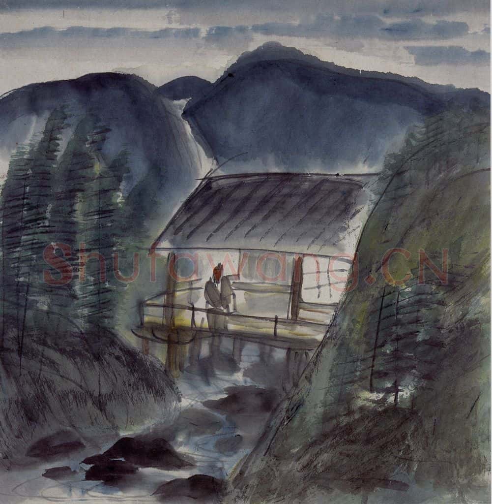 50年代 林风眠《小溪》书画作品