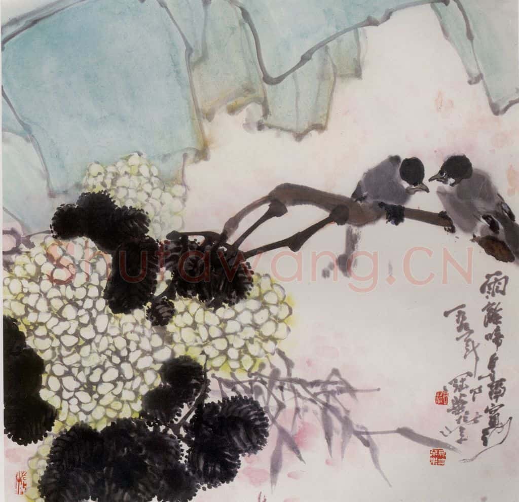 1995年 高冠华 雨余啼鸟隔纱窗 书画作品