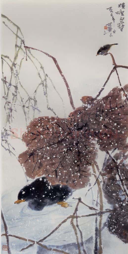1995年 高冠华 横塘初雪 书画作品