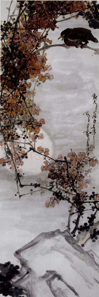1981年 高冠华 霜天月落夜鸟啼 书画作品