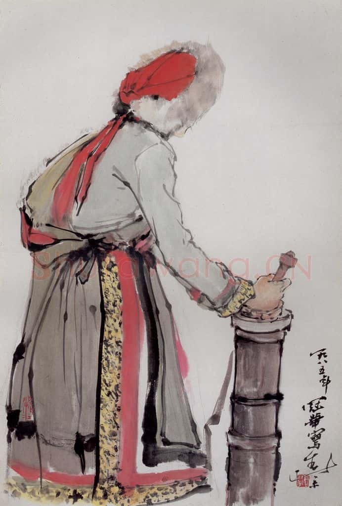 1985年 高冠华 藏女写生 书画作品