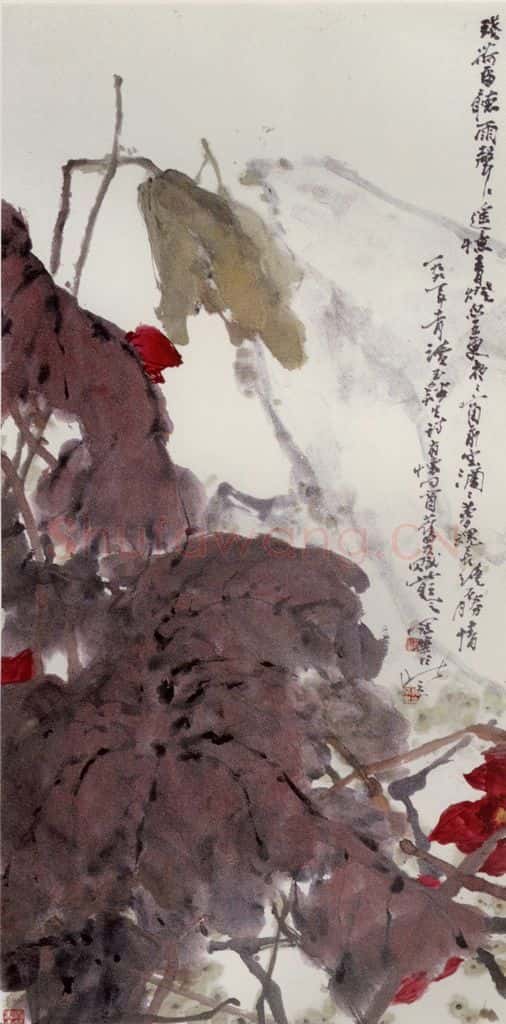 1988年 高冠华 残荷留听雨声声 书画作品