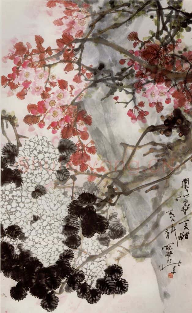 1989年 高冠华 团团似雪一天酣 书画作品