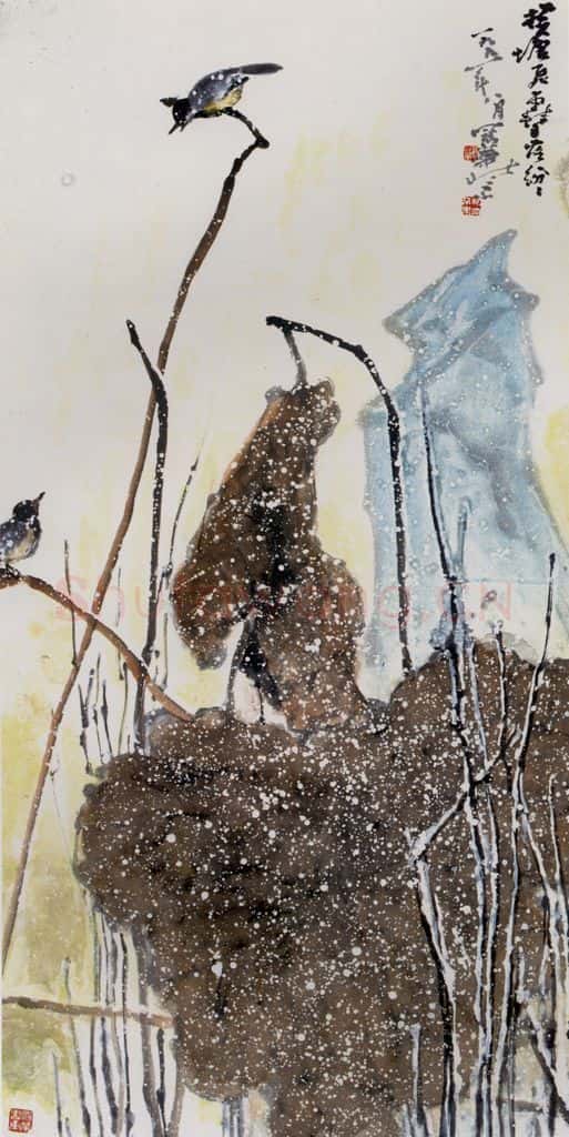 1991年 高冠华 横塘初雪落纷纷 书画作品