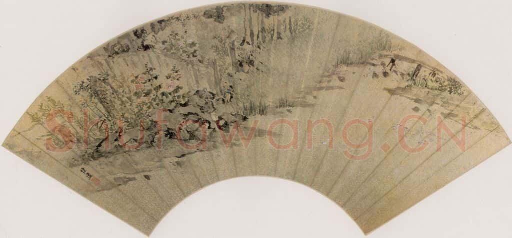 明 陈遵《花溪游鸭图》书画作品