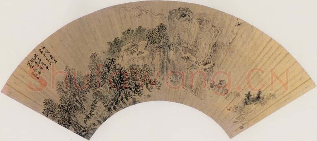 明 张宏《寒山行旅图》书画作品