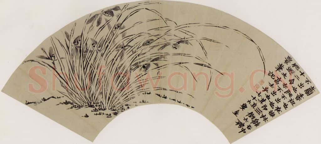 清 金农《双勾兰花》书画作品