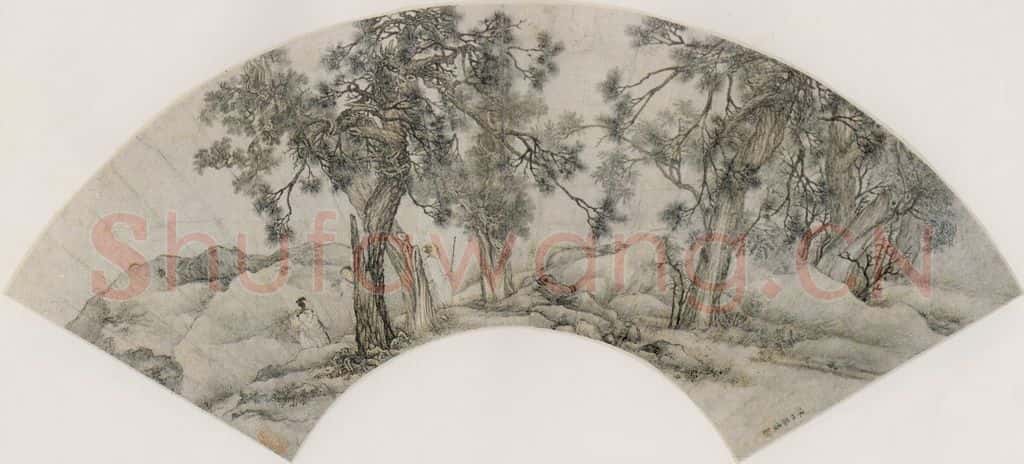 清 陈枚《松林采药图》书画作品