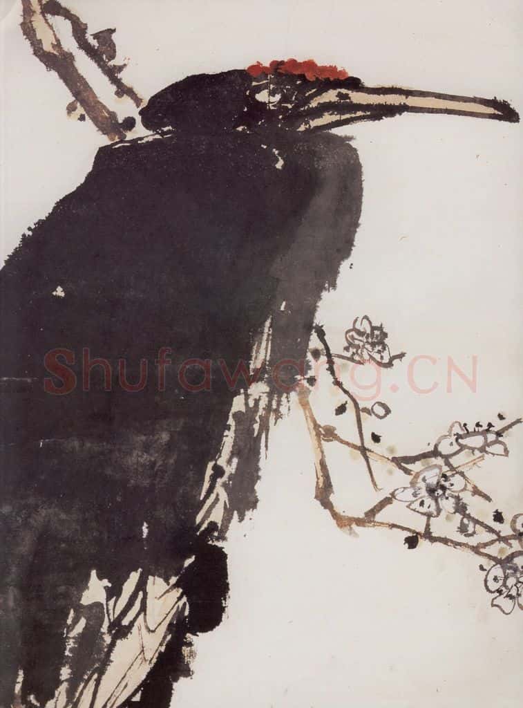 1961年 潘天寿《梅鹤图轴》书画作品