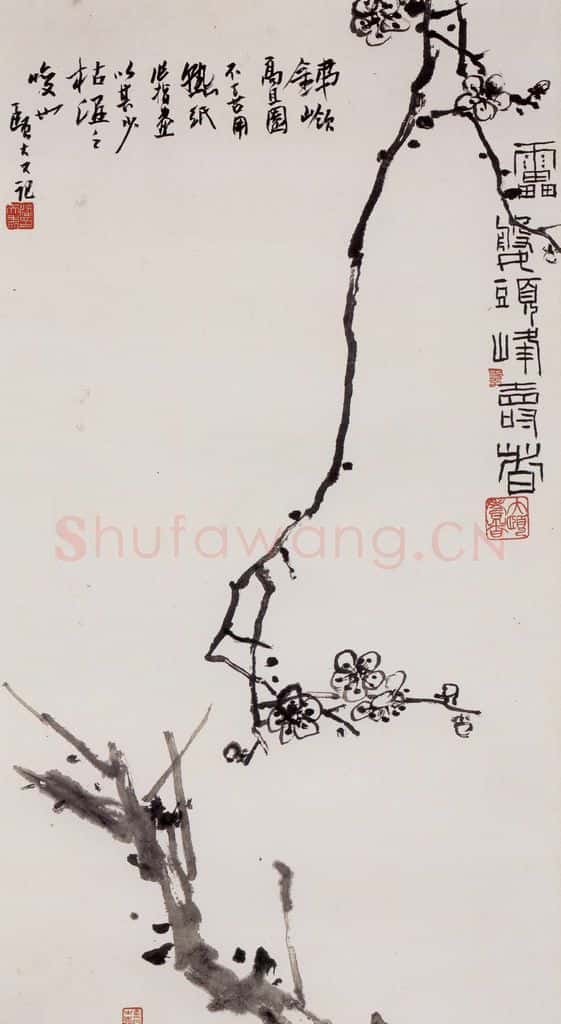 1960年代 潘天寿《墨梅图轴》书画作品