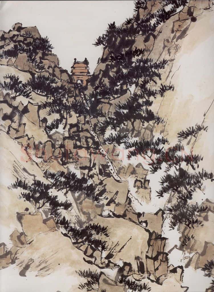 1964年 潘天寿《泰山图轴》书画作品