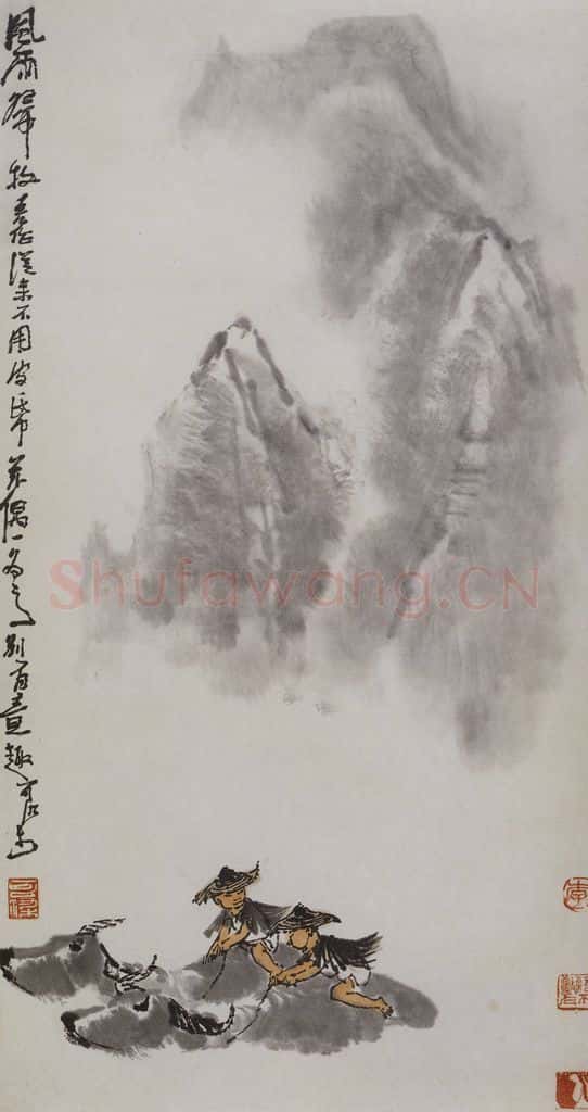 1981年 李可染《风雨归牧》书画作品