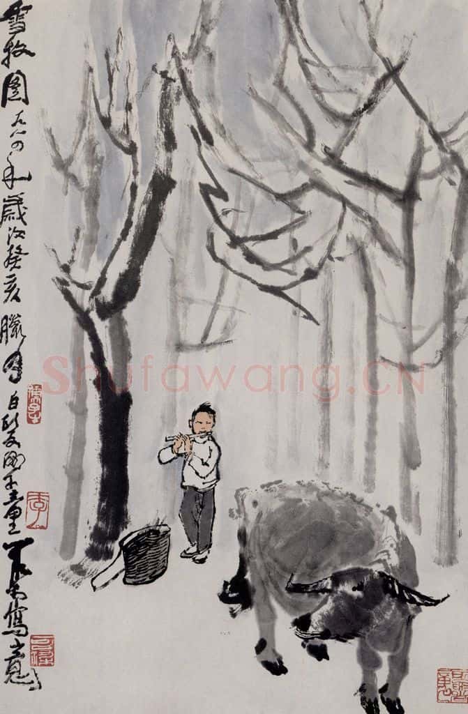 1984年 李可染《雪牧图》书画作品