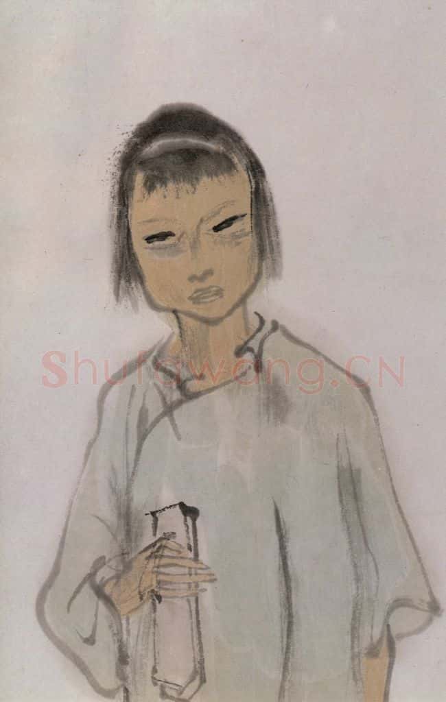 1949年 李可染《街头卖唱》局部 书画作品