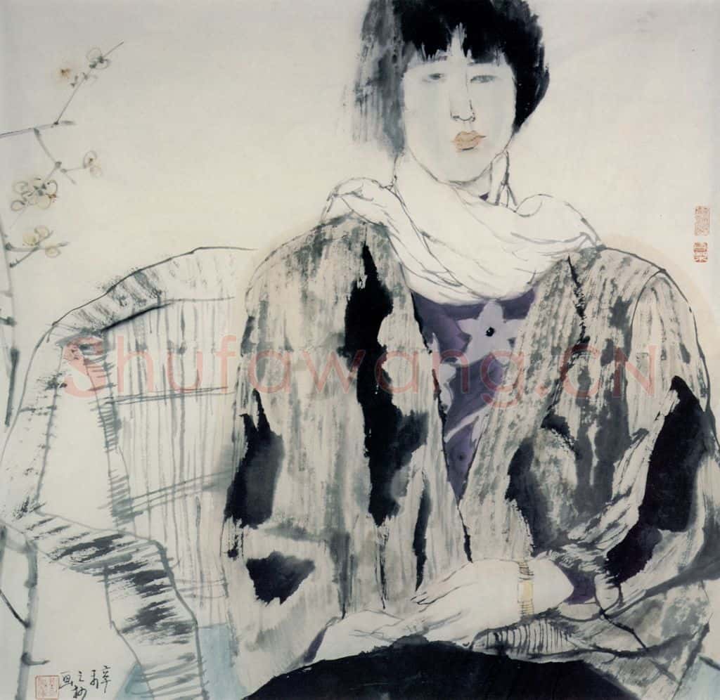 1991年 刘国辉《绿梅》书画作品
