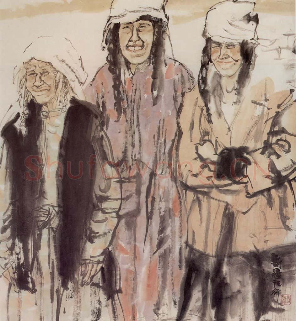 1992年 刘国辉《女人们》书画作品