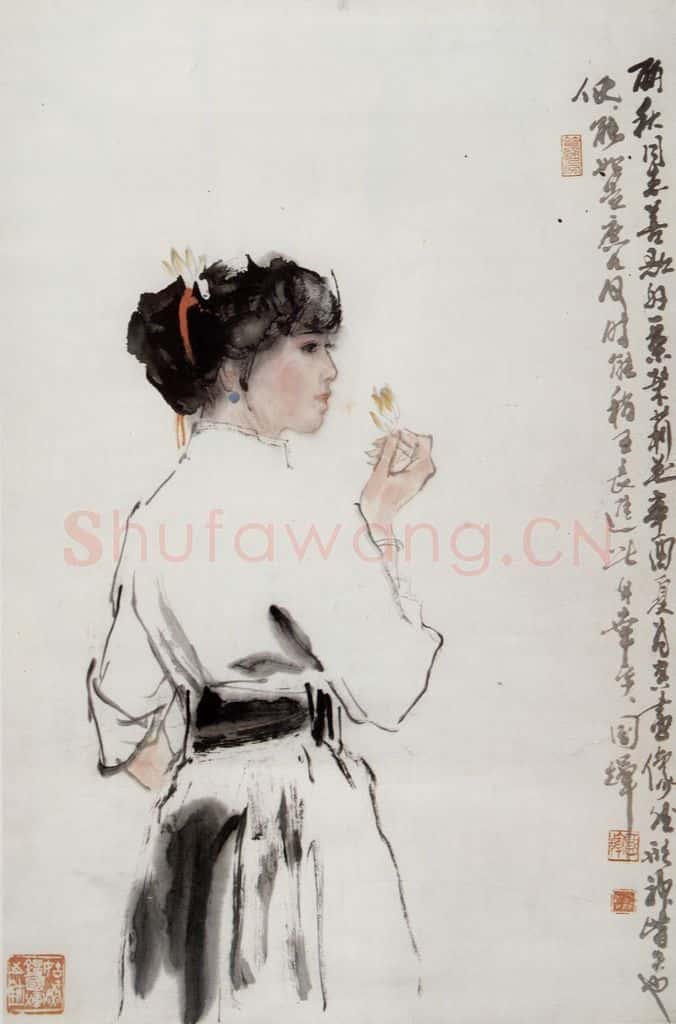 1981年 刘国辉《茉莉花》书画作品