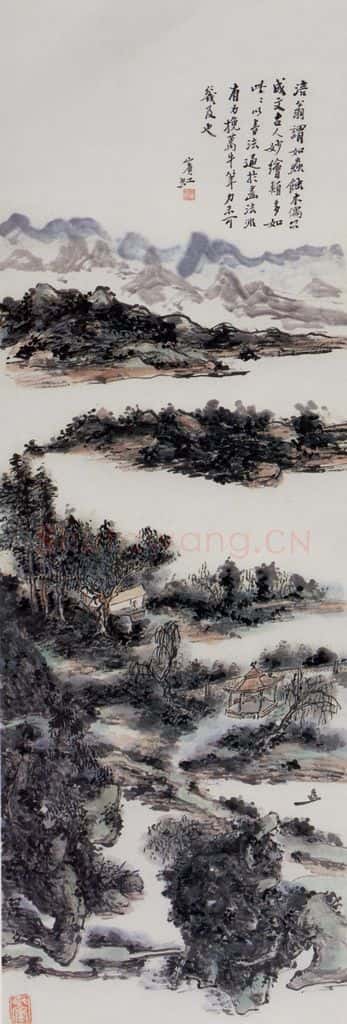  黄宾虹《溪山柳亭》书画作品