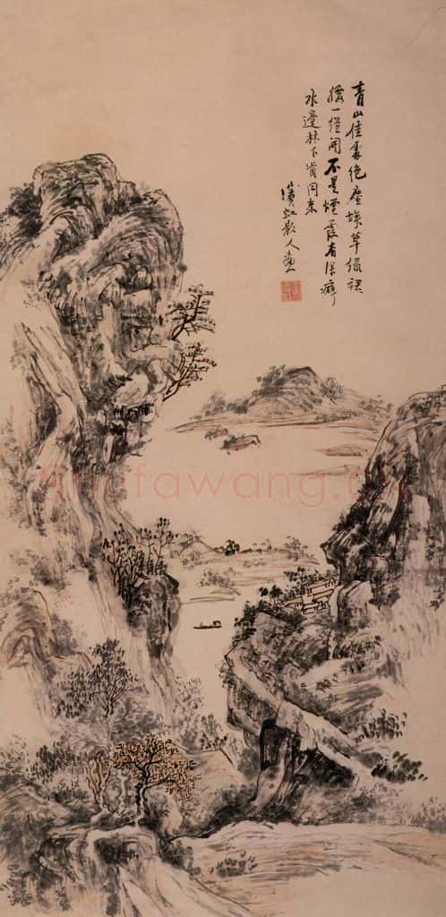  黄宾虹《青山佳处绝尘埃》书画作品
