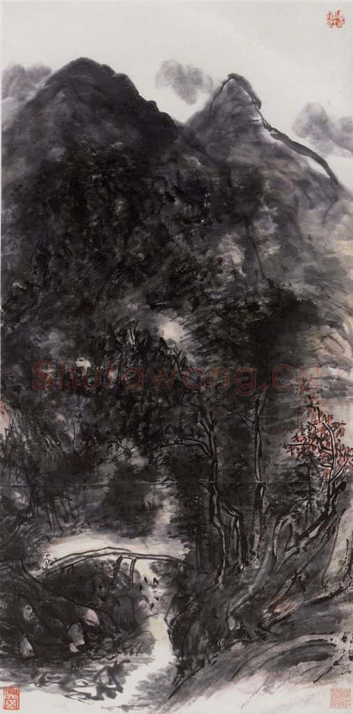  黄宾虹《秋山烟雨》书画作品